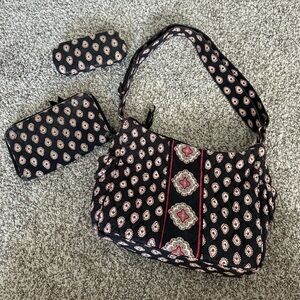 Vera Bradley‎ Bag Classic Black Red Paisley Handbag, wallet and glasses case